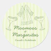 Moo Moos & Margaritas Handgeschriebene Bachelorett Runder Aufkleber (Vorderseite)
