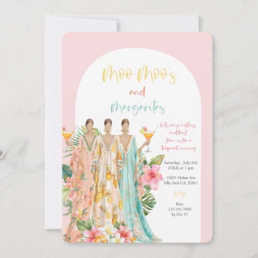 Moo Moo's & Margaritas Tropisches Party Einladung (Vorderseite)