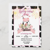 Moo niedliche Blumenrosa Heilige Kuh 1. Geburtstag Einladung (Vorderseite)