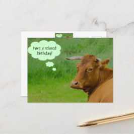 Moo! Niedliche Kuh wünscht eine entspannte Geburts Postkarte