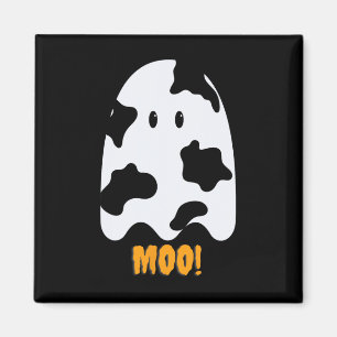 Moo! Niedlicher Spaß Kuh Print Ghost Halloween T-S Magnet
