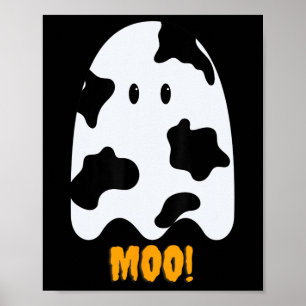Moo! Niedlicher Spaß Kuh Print Ghost Halloween T-S Poster