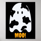 Moo! Niedliches Funny Cow Print Ghost Halloween T- Poster (Vorne)