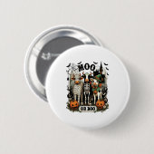 Moo oder Boo Halloween Cow Button (Vorne & Hinten)