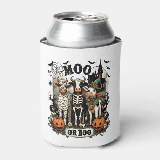 Moo oder Boo Halloween Cow Dosenkühler (Kanne Vorderseite)