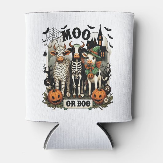 Moo oder Boo Halloween Cow Dosenkühler (Vorderseite)