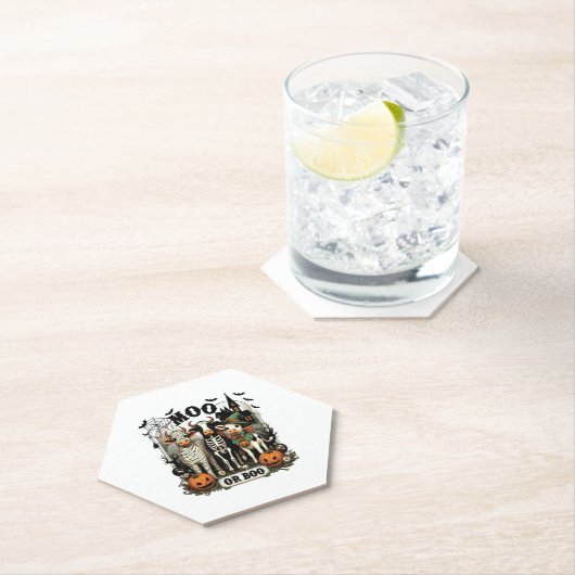 Moo oder Boo Halloween Cow Untersetzer (Vor Ort)