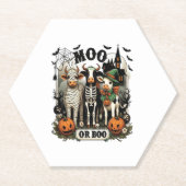 Moo oder Boo Halloween Cow Untersetzer (Vorderseite)