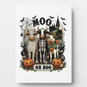 Moo oder Boo Halloween Kuh Fotoplatte