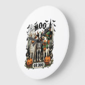 Moo oder Boo Halloween-Kuh Große Wanduhr (Winkel)