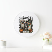 Moo oder Boo Halloween-Kuh Große Wanduhr (Zuhause)