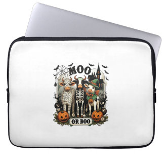 Moo oder Boo Halloween-Kuh Laptopschutzhülle