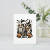 Moo oder Boo Halloween-Kuh Postkarte (Stehend Vorderseite)