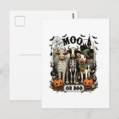 Moo oder Boo Halloween-Kuh Postkarte (Vorne/Hinten)