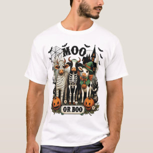 Moo oder Boo Halloween-Kuh T-Shirt