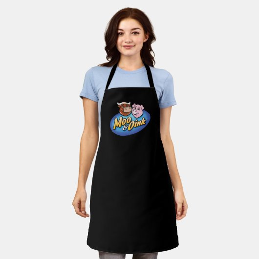Moo & Oink Black Chef's Apron Schürze (Getragen)