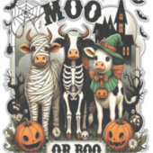 Moo or Boo Halloween Cow Aufkleber (Vorderseite)