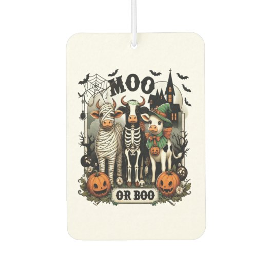 Moo or Boo Halloween Cow Autolufterfrischer (Vorderseite)