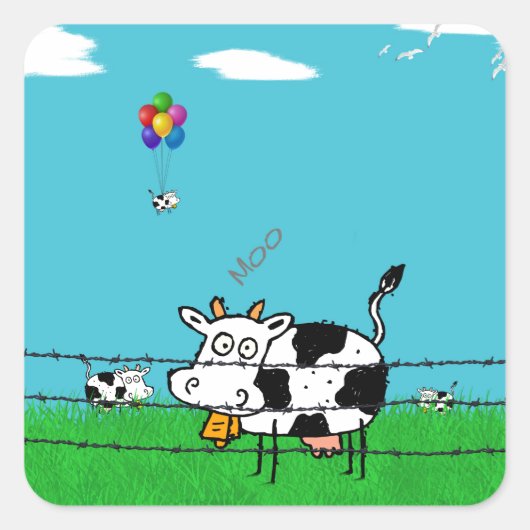 Moo Quadratischer Aufkleber (Vorderseite)