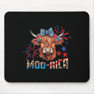 Moo-rica Highland Cow 4. Juli Gedenktag Mousepad