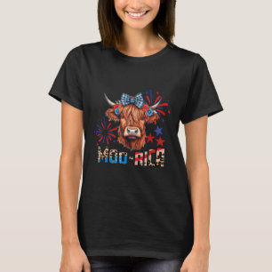 Moo-rica Highland Cow 4. Juli Gedenktag T-Shirt
