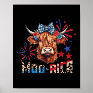 Moo-rica Highland-Kuh 4. Juli Memorial Day Poster