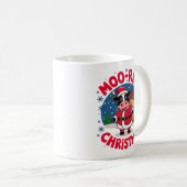 Moo-rry Christmas Funny Cow Santa Christmas Kaffeetasse (VorderseiteRechts)