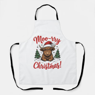 Moo-rry Weihnachten Highland Kuh Vintage-Shirt-Des Schürze