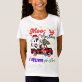 Moo-ry Christmas Cow in Plaid Truck Holiday design T-Shirt (Vorderseite)
