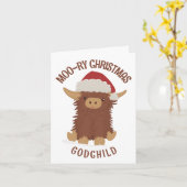 Moo-ry Weihnachten niedlich-Shaggy Highland Kuh Go Karte (Gelbe Blume)