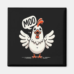 Moo sagt das Huhn - Komische Kuh-Huhn-Fusion Magnet