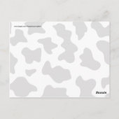 MOO Schwarz und Weiß Milchkuh Muster Druckgeschenk Postkarte (Rückseite)