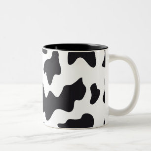 MOO Schwarz und Weiß Milchkuh Muster Druckgeschenk Zweifarbige Tasse