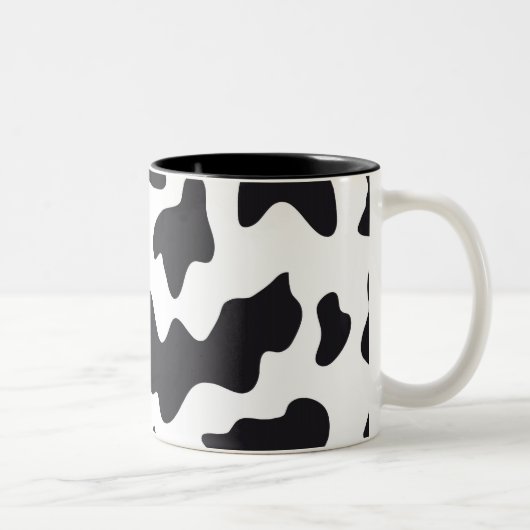 MOO Schwarz und Weiß Milchkuh Muster Druckgeschenk Zweifarbige Tasse (Rechts)