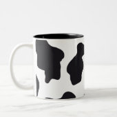 MOO Schwarz und Weiß Milchkuh Muster Druckgeschenk Zweifarbige Tasse (Links)