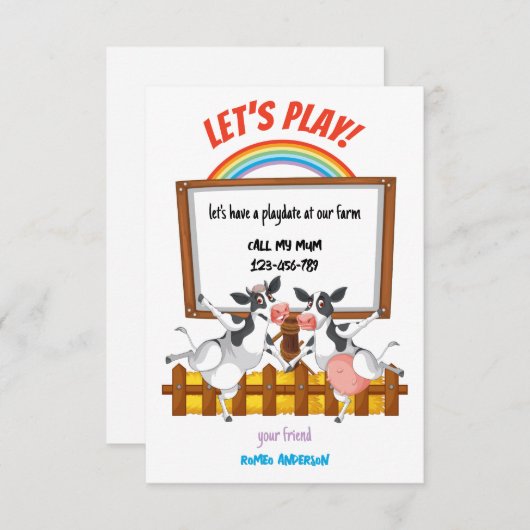 Moo-tastic Farm Playdate Einladungskarte Einladung (Vorne/Hinten)