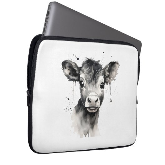 🔌 💻 "Moo-Tech" Kuh Print Electronics Bag 💻 🔌 Laptopschutzhülle (Vorne Rechts)