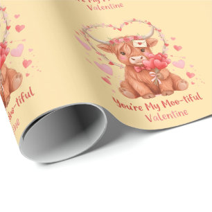 Moo-tifuler Valentinstag Süße Wasserfarbe Highland Geschenkpapier