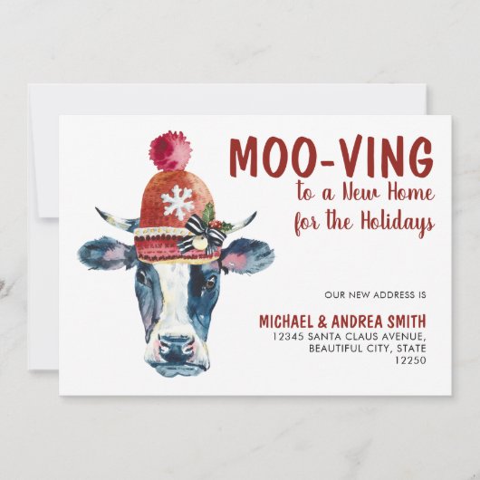 Moo-ving New Zuhause Weihnachtskuhwandern Ankündigung (Vorderseite)
