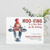 Moo-ving New Zuhause Weihnachtskuhwandern Ankündigung (Stehend Vorderseite)
