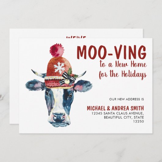 Moo-ving New Zuhause Weihnachtskuhwandern Ankündigung (Vorne/Hinten)