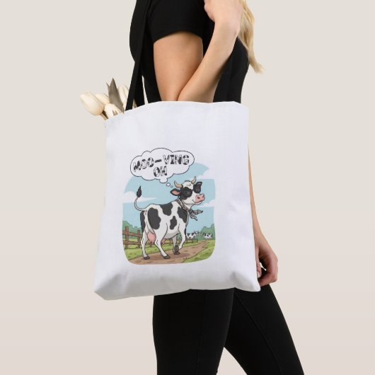 "Moo-ving On" Cow - Funny & Stylish Farm Humor! Tasche (Von Nahem)