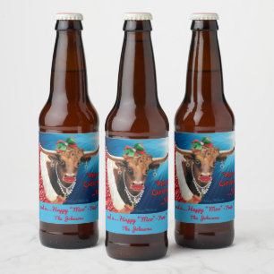 "MOO"-Weihnachten, einsame Kuh Bierflaschenetikett