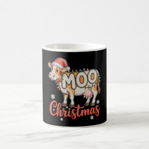 MOO Weihnachten Xmas Lichter Kuh Landwirt Landwirt Kaffeetasse