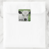 Moo - Weiße Kuhkleber Quadratischer Aufkleber (Tasche)