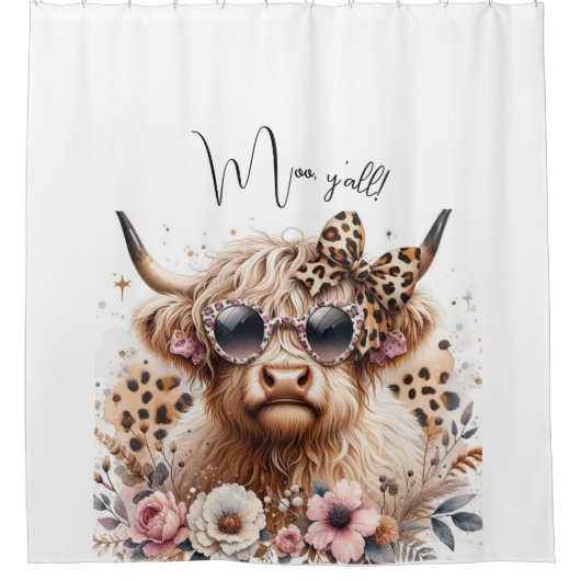 "Moo, y'all" Hochland-Kuh-Duschvorhang Duschvorhang (Vorderseite)