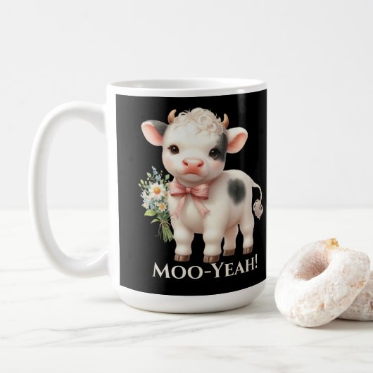 Moo-Yeah Funny Baby Cow Kaffeetasse (Mit Donut)