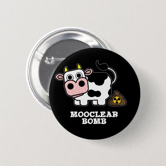 Mooclear Bomb Funny Cow Puff Dark BG Button (Vorne & Hinten)