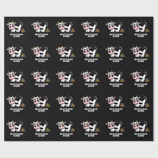 Mooclear Bomb Funny Cow Puff Dark BG Geschenkpapier (Flach)
