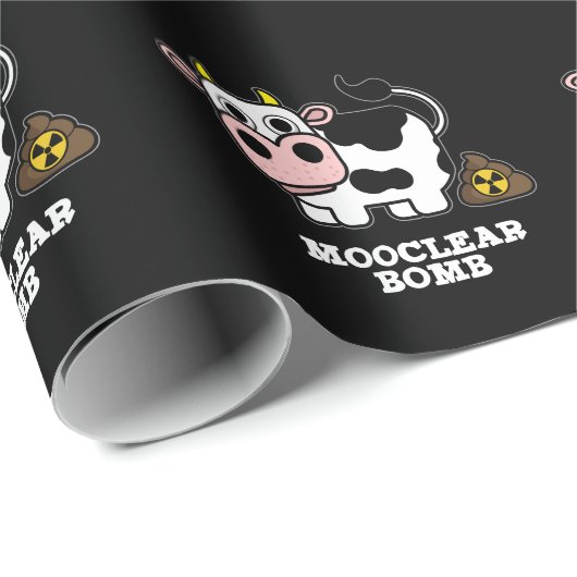 Mooclear Bomb Funny Cow Puff Dark BG Geschenkpapier (Rolleneckpunkt)